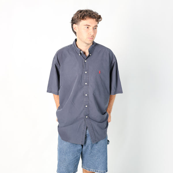 Navy Blue 90s Polo Ralph Lauren Short Sleeve Shirt (XXL)